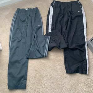 Nike and adidas wind break pants